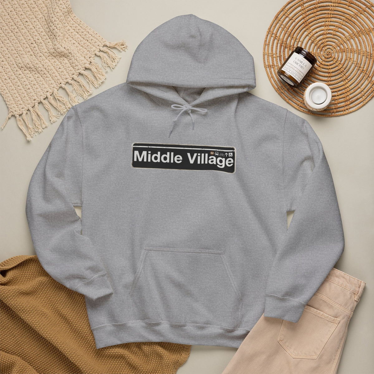 Middle Village Hoodie — Italian Flag Script Pullover